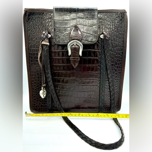 🌺Vintage 90s Brighton Donna Bag Tote Purse Brown Croc Buckle Heart Handbag🌸🌺 - Picture 7 of 16